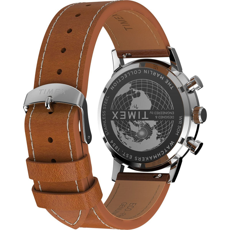 Timex Marlin® Men's Watch Chronograph Green Dial Brown Leather TW2W99100