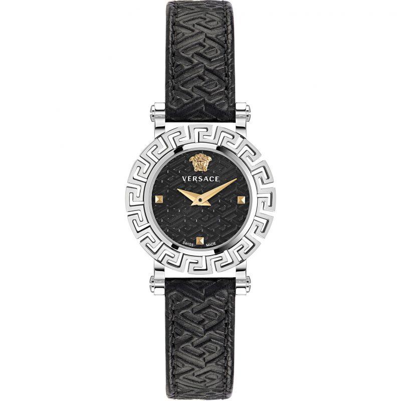Versace Greca Glam Watch Ladies Black Leather VE2Q00122 - WatchStatus Ltd