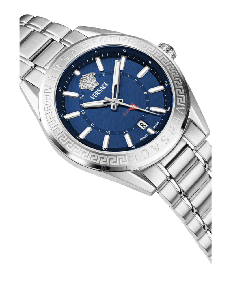 Versace V-Code Men's GMT Watch Blue Dial VEAFA04