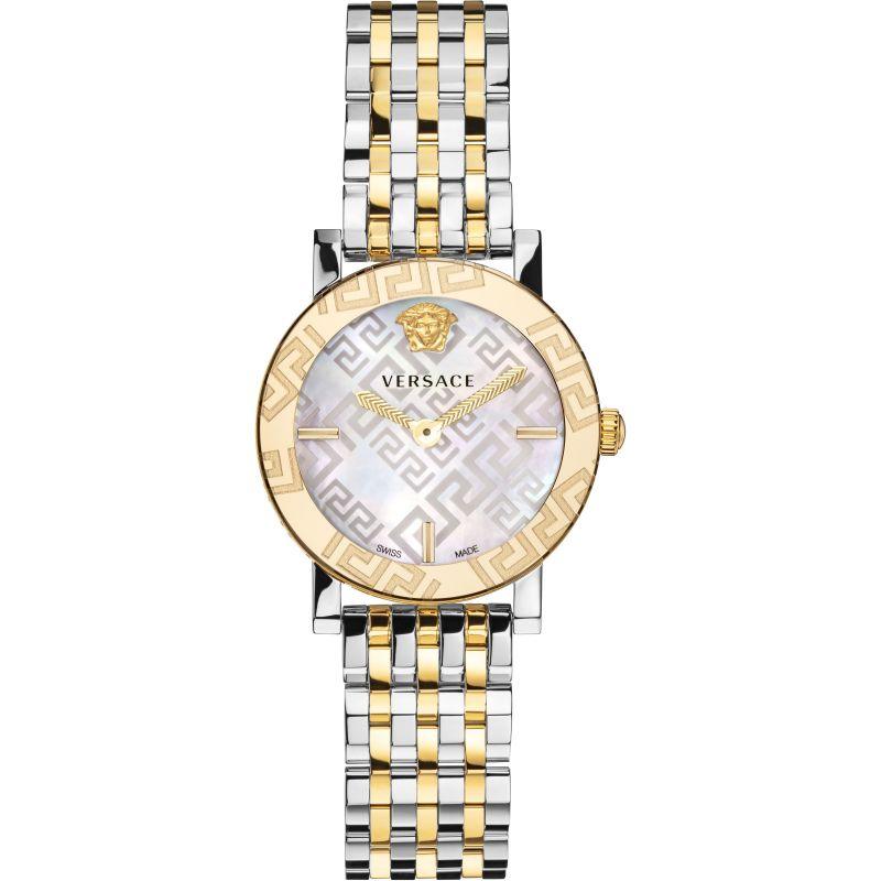 Versace Greca Glass Watch Ladies Silver / Gold VEU300421 - WatchStatus Ltd