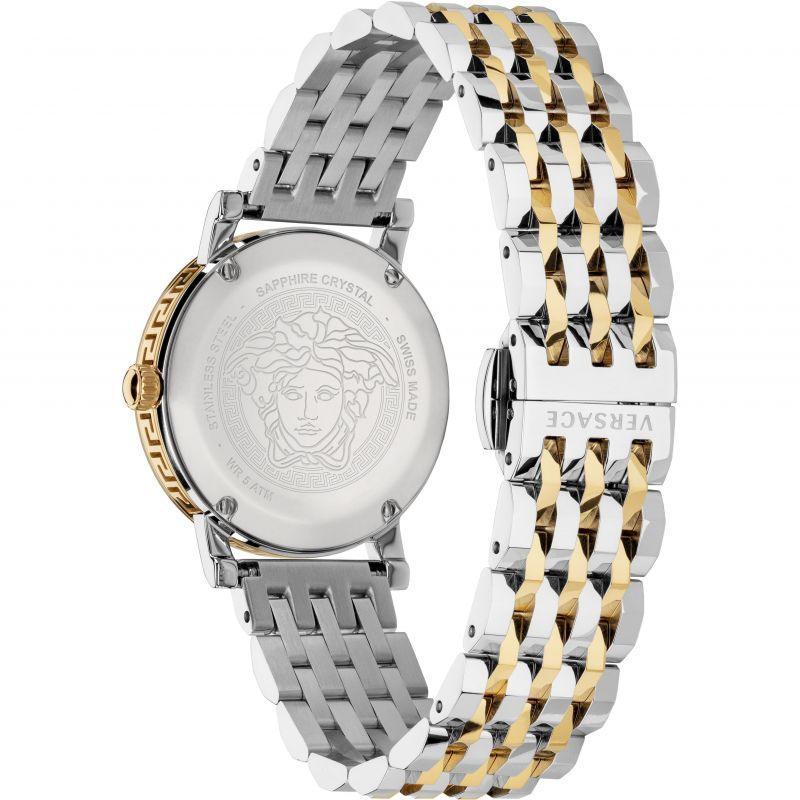 Versace Greca Glass Watch Ladies Silver / Gold VEU300421 - WatchStatus Ltd