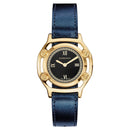 Versace Medusa Frame Watch Ladies Gold Blue Leather VEVF00720