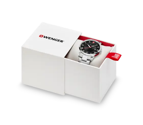 Wenger City Classic Men's Watch Silver Black Dial 01.1441.140