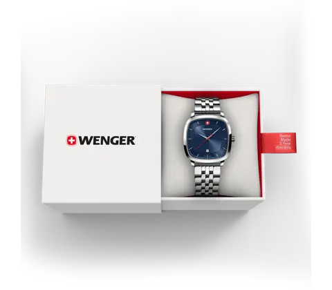 Wenger Vintage Classic Men's Watch Silver Blue 01.1921.103