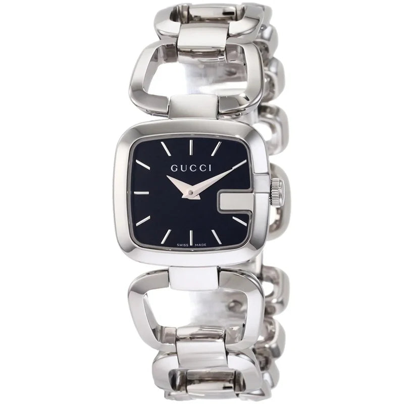 Gucci G Ladies Silver Black Dial Watch YA125510