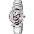 Gucci G-Timeless Snake Motif Men’s Watch Silver YA1264076
