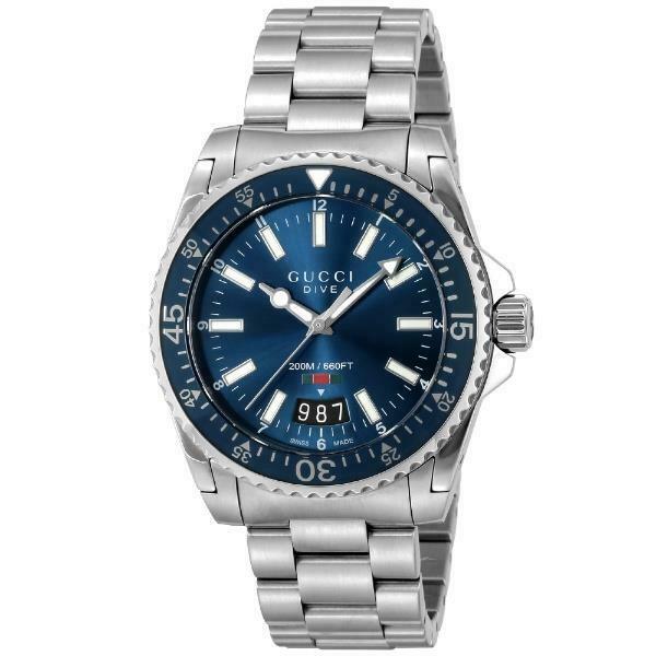 Gucci Dive Men's Watch Silver with Blue Dial YA136311