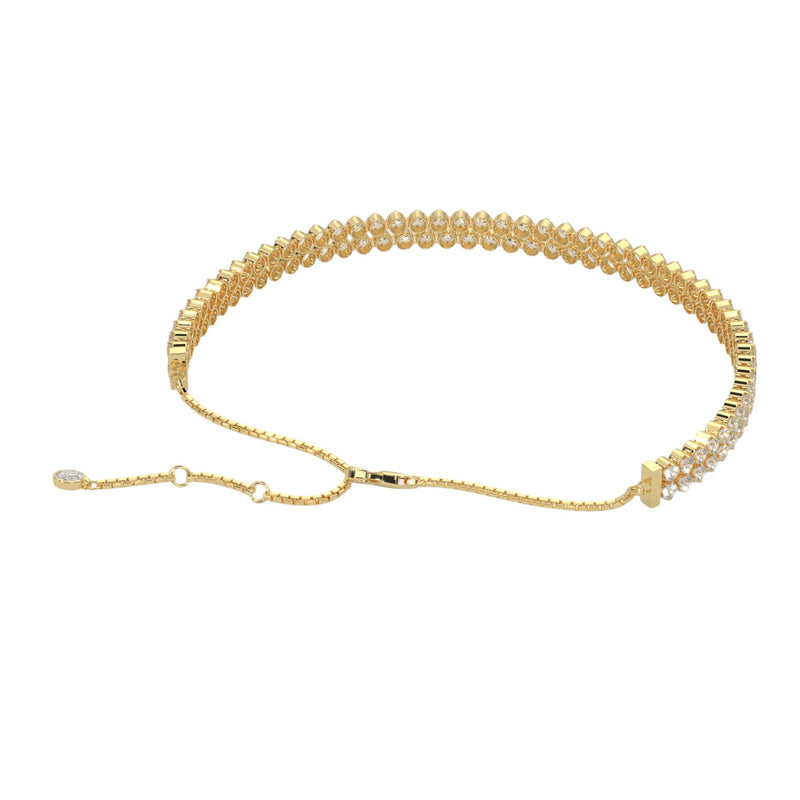 Round Double Row Diamond Tennis Bracelet