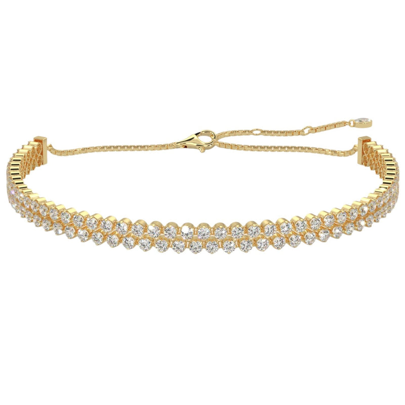 Round Double Row Diamond Tennis Bracelet
