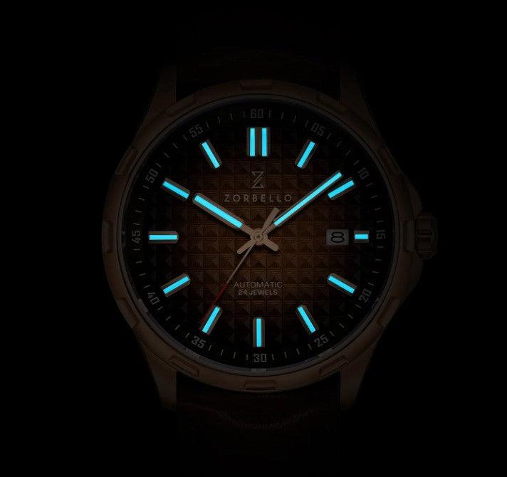 Zorbello M1 Watch Men's Automatic Leather Brown / Rose Gold ZBAE001 - WatchStatus Ltd