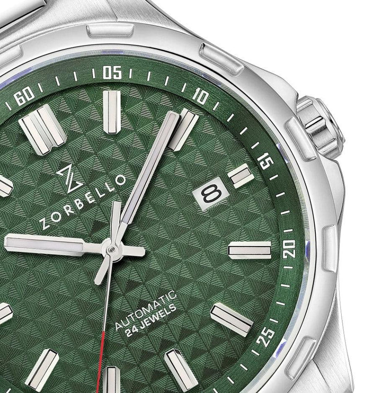Zorbello M1 Watch Men's Automatic Silver / Green ZBAE005 - WatchStatus Ltd