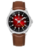Zorbello G1 GMT Watch Men's Automatic Leather Brown / Red ZBAF003 Zorbello