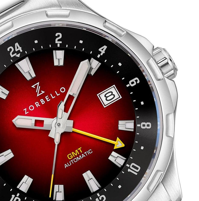 Zorbello G1 GMT Watch Men's Automatic Silver / Red ZBAF007 - WatchStatus Ltd