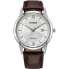 Men's Silver Eco-Drive Leather Watch AW1780-25A Citizen