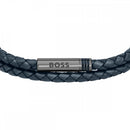 BOSS Jewellery Ares Men's Bracelet Navy Leather 1580494M BOSS