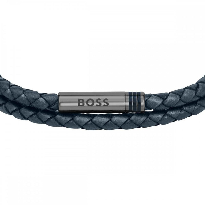 BOSS Jewellery Ares Men's Bracelet Navy Leather 1580494M