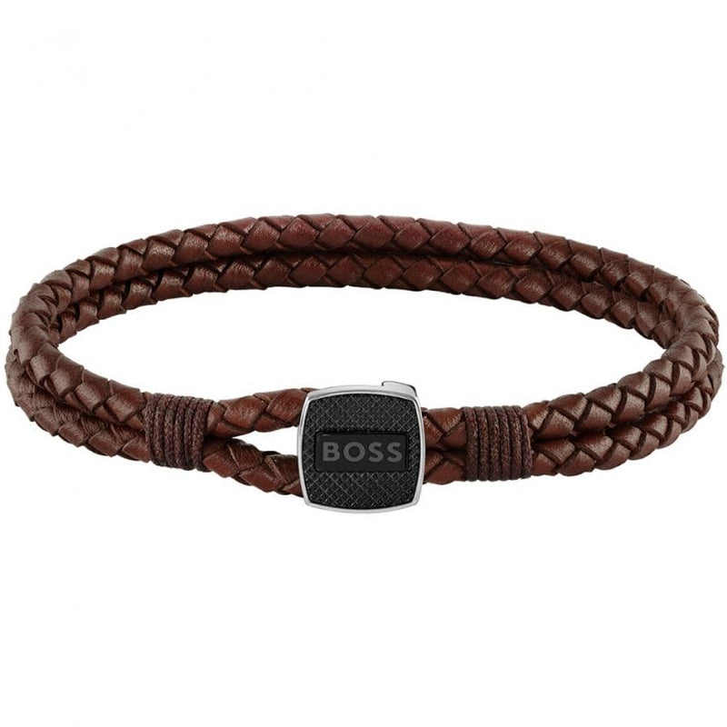 BOSS Jewellery Seal Men's Bracelet Brown Leather 1580048M