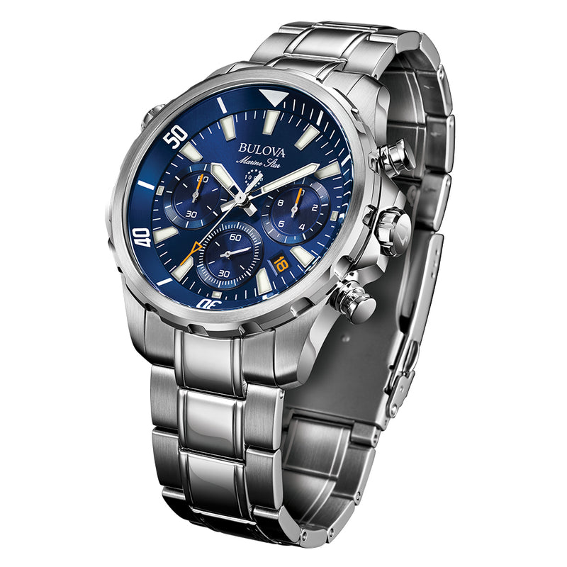 Bulova Marine Star Men's Watch Blue Chronograph 96B256