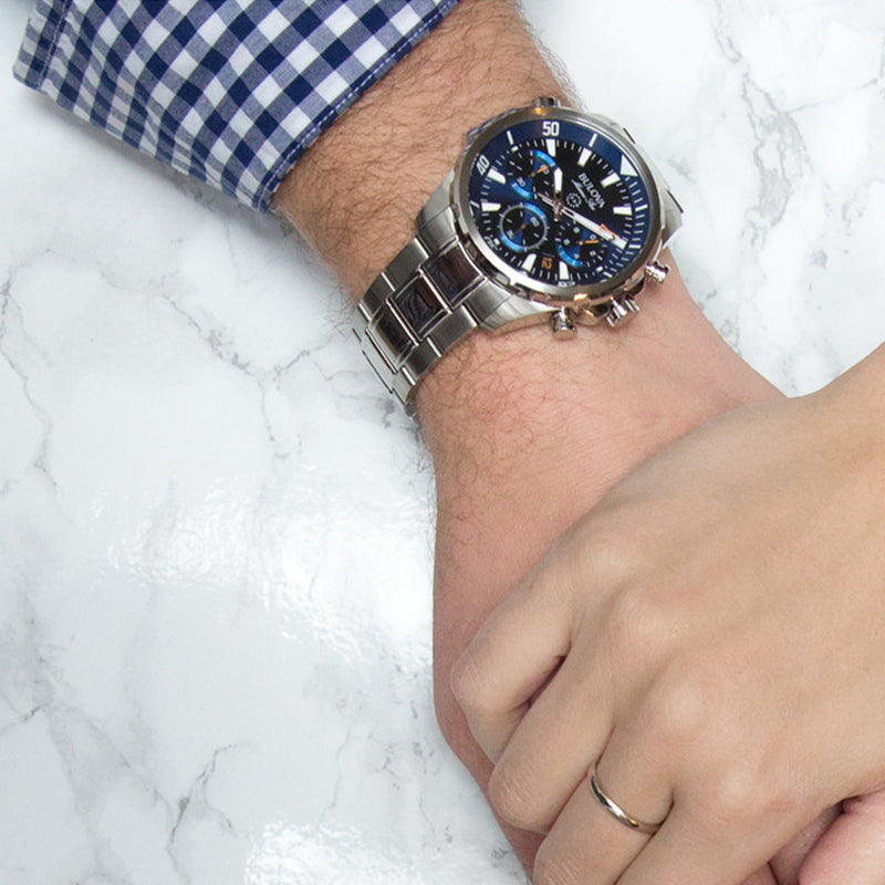 Bulova Marine Star Men's Watch Blue Chronograph 96B256