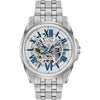 Bulova Classic Sutton Men's Watch Skeleton Silver Blue Automatic 96A187 Bulova