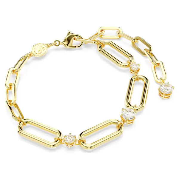Swarovski Constella Paperclip Bracelet Round Cut Gold 5683359