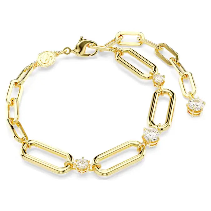 Swarovski Constella Paperclip Bracelet Round Cut Gold 5683359