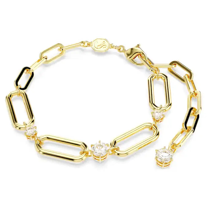 Swarovski Constella Paperclip Bracelet Round Cut Gold 5683359
