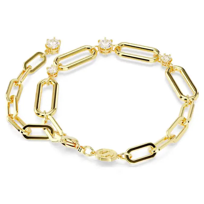 Swarovski Constella Paperclip Bracelet Round Cut Gold 5683359