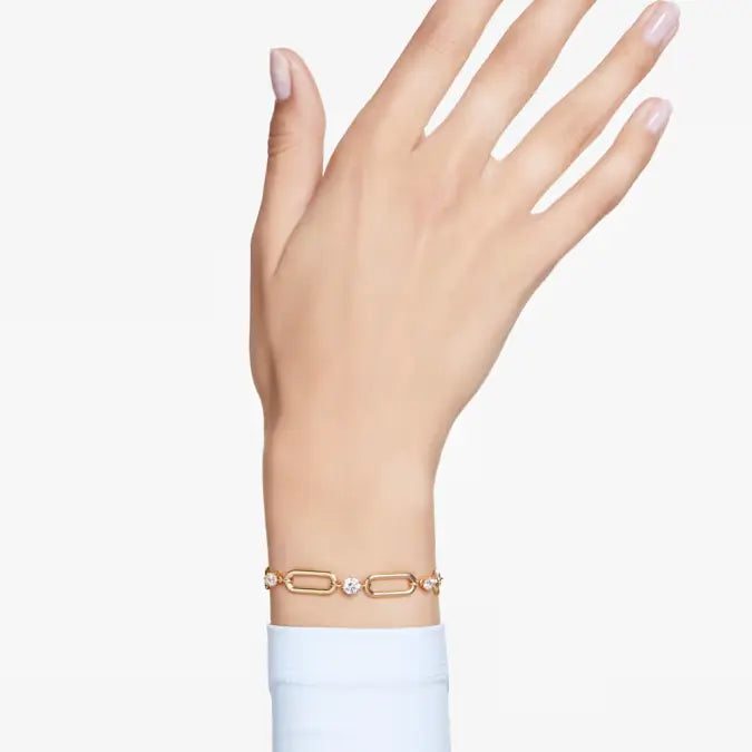 Swarovski Constella Paperclip Bracelet Round Cut Gold 5683359