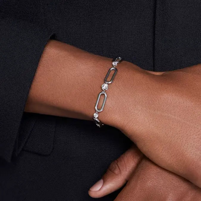 Swarovski Constella Paperclip Bracelet Round Cut Silver 5683353