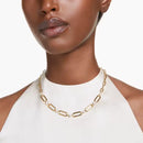Swarovski Constella Paperclip Necklace Round Cut Gold 5683354