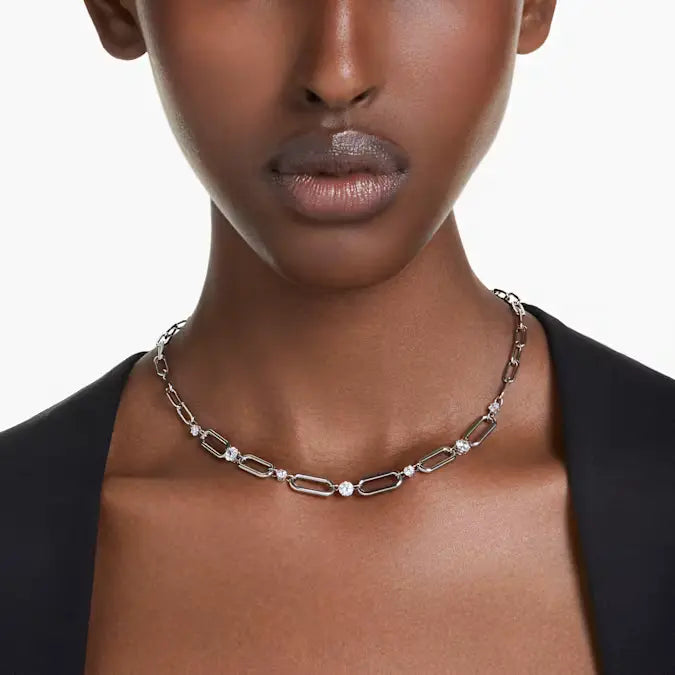 Swarovski Constella Paperclip Necklace Round Cut Silver 5683360