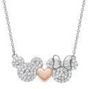 Disney Mickey & Minnie Mouse Heart Pendant Necklace