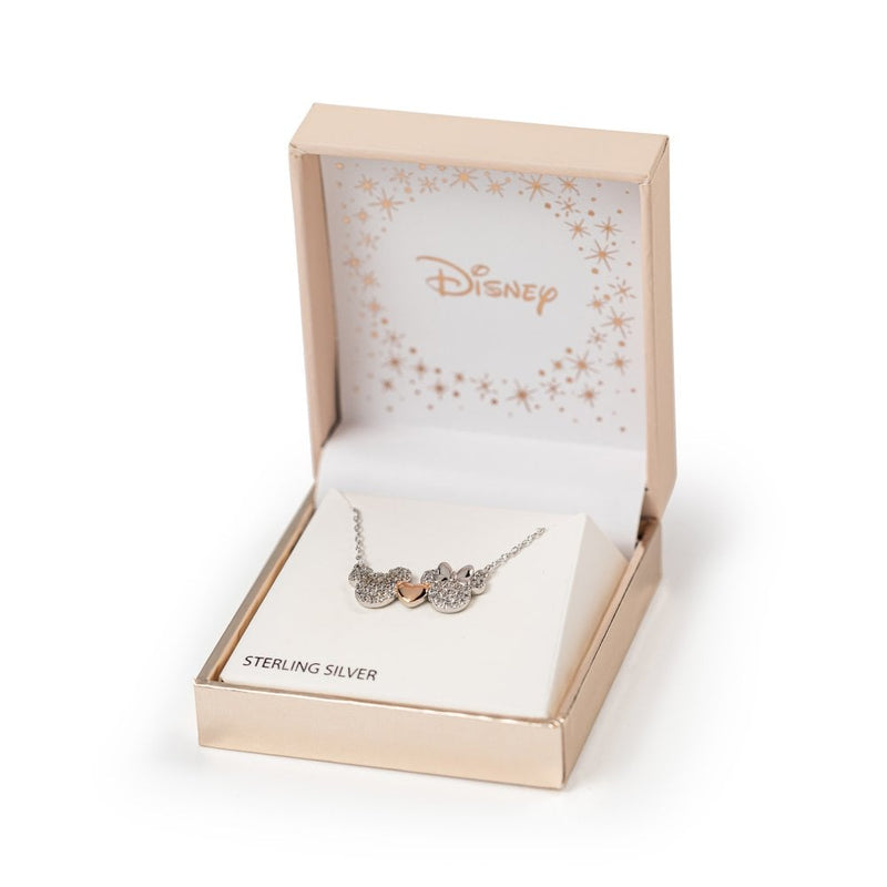 Disney Mickey & Minnie Mouse Heart Pendant Necklace