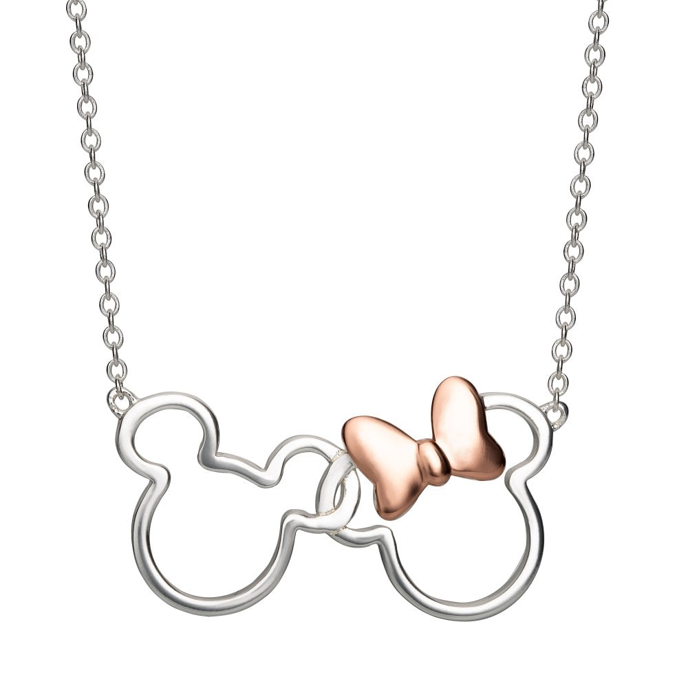 Disney Mickey & Minnie Mouse Pendant Necklace Two Tone