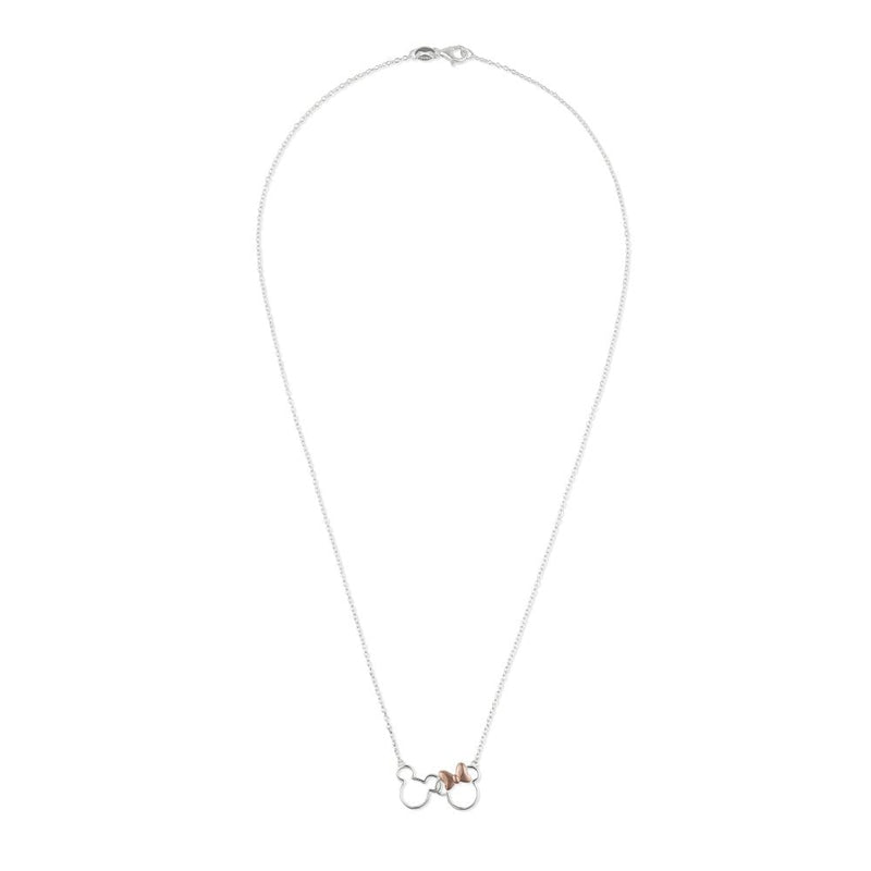 Disney Mickey & Minnie Mouse Pendant Necklace Two Tone
