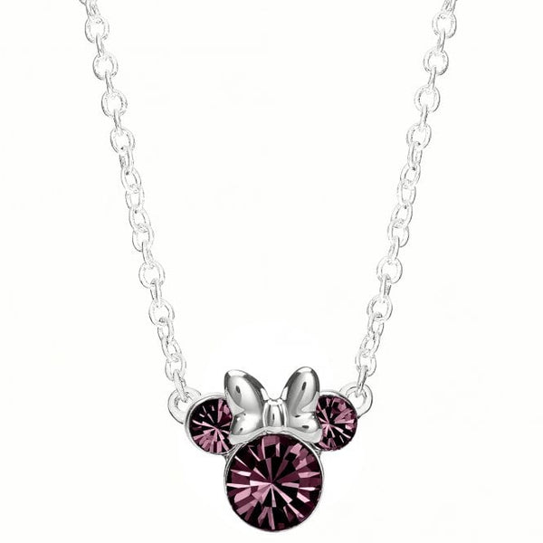Disney Minnie Mouse February Birthstone Amethyst Pendant Necklace