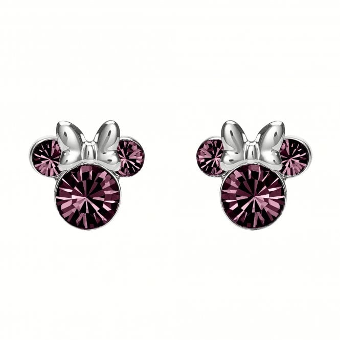 Disney Minnie Mouse February Birthstone Amethyst Stud Earrings