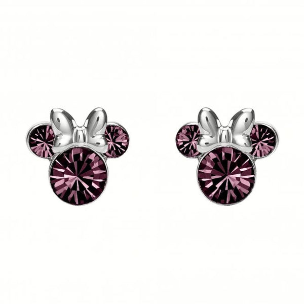Disney Minnie Mouse February Birthstone Amethyst Stud Earrings