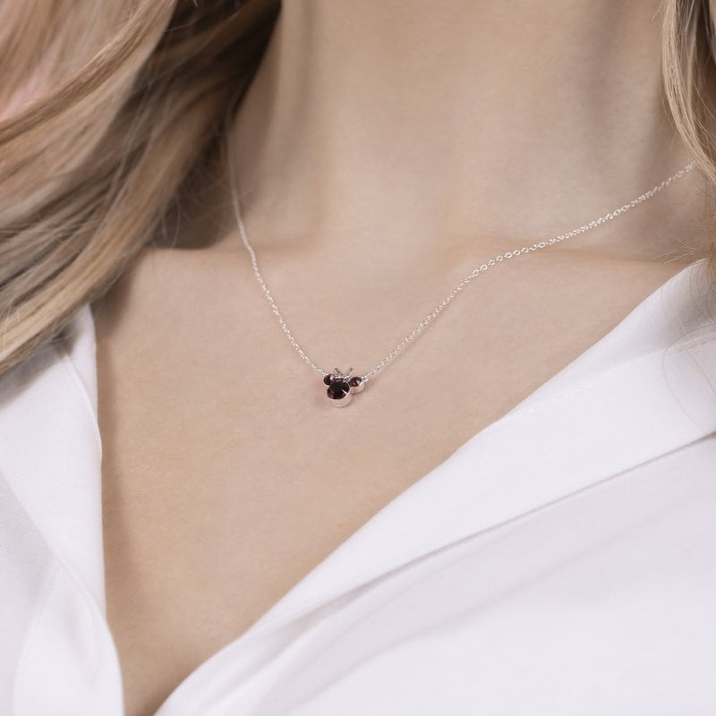 Disney Minnie Mouse January Birthstone Garnet Pendant Necklace