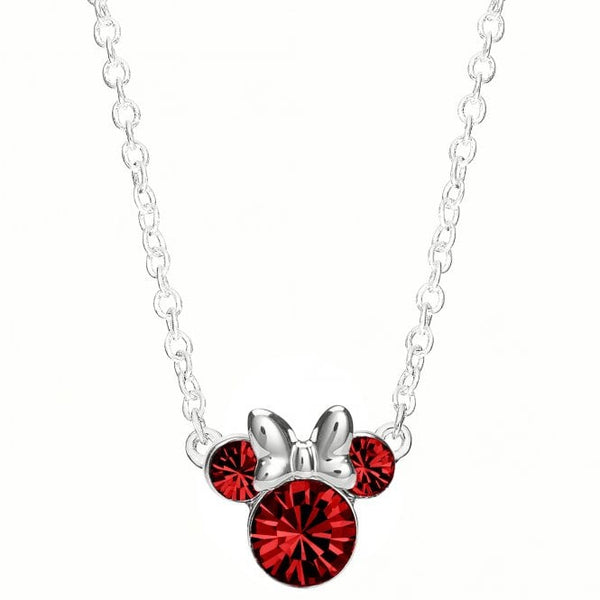Disney Minnie Mouse July Birthstone Ruby Pendant Necklace