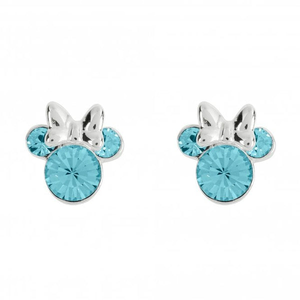 Disney Minnie Mouse March Birthstone Aquamarine Stud Earrings