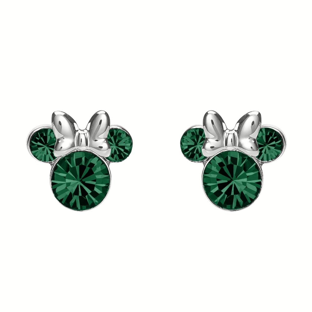 Disney Minnie Mouse May Birthstone Emerald Stud Earrings