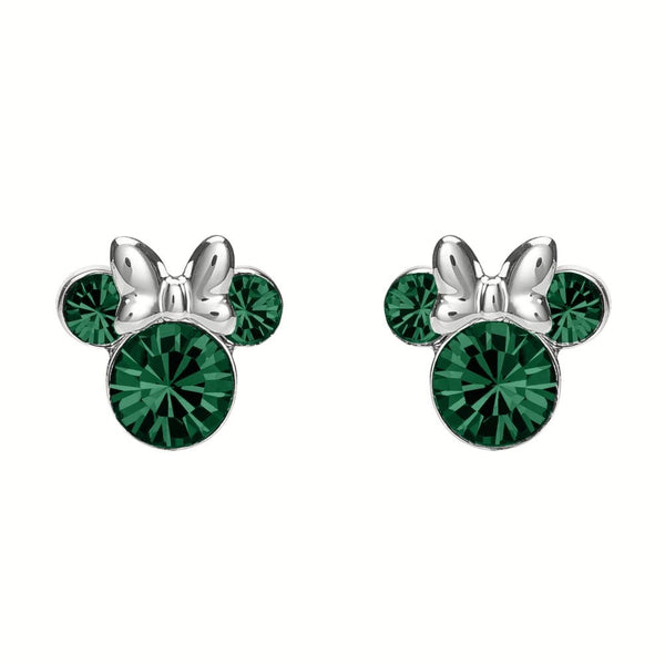 Disney Minnie Mouse May Birthstone Emerald Stud Earrings