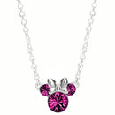 Disney Minnie Mouse October Birthstone Pink Tourmaline Pendant Necklace