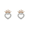 Disney Princess Heart Crown Stud Earrings Two Tone Disney