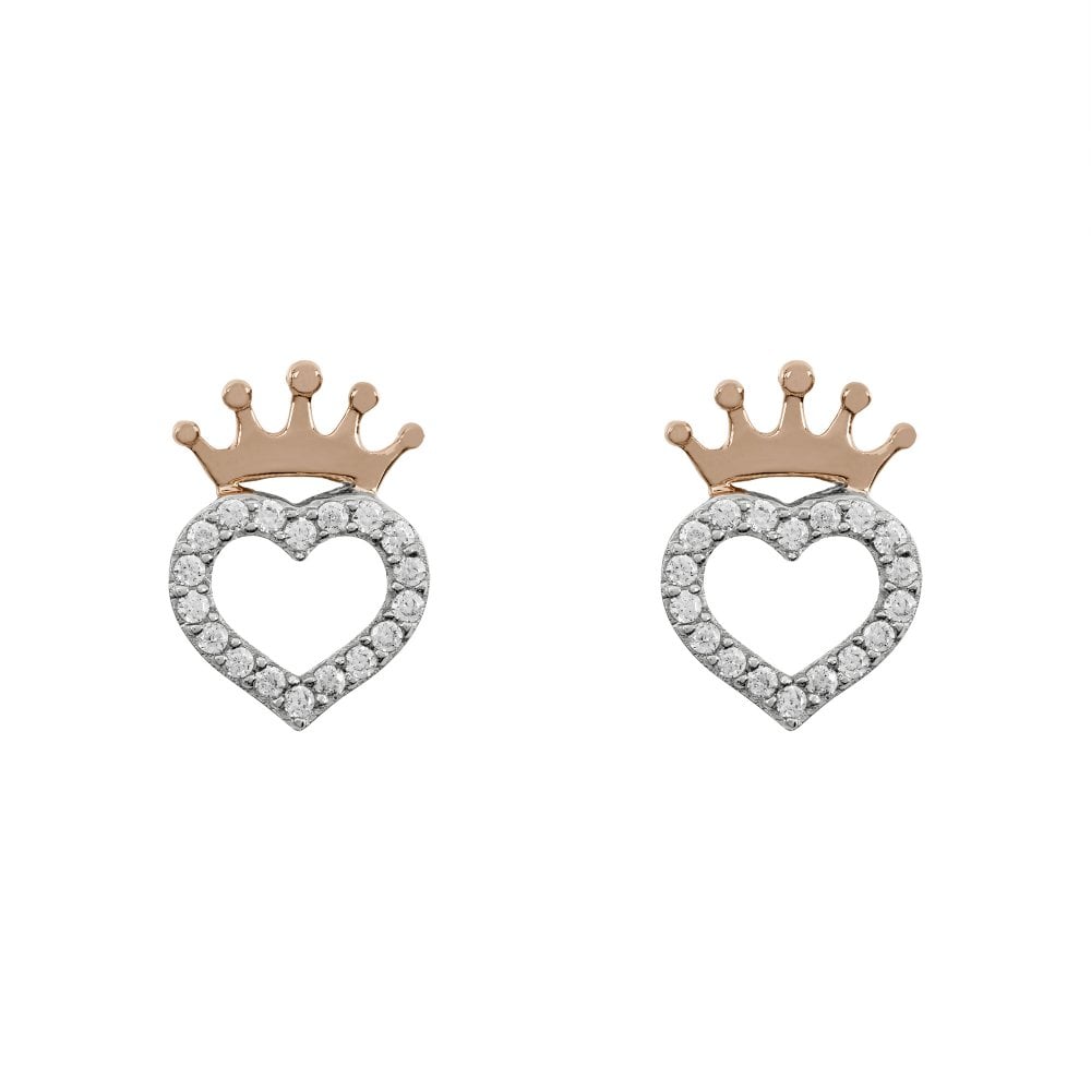 Disney Princess Heart Crown Stud Earrings Two Tone