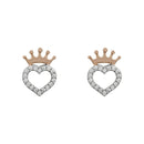 Disney Princess Heart Crown Stud Earrings Two Tone