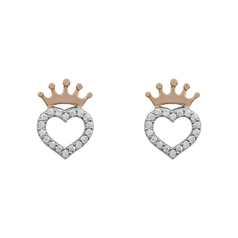 Disney Princess Heart Crown Stud Earrings Two Tone