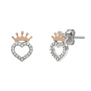 Disney Princess Heart Crown Stud Earrings Two Tone